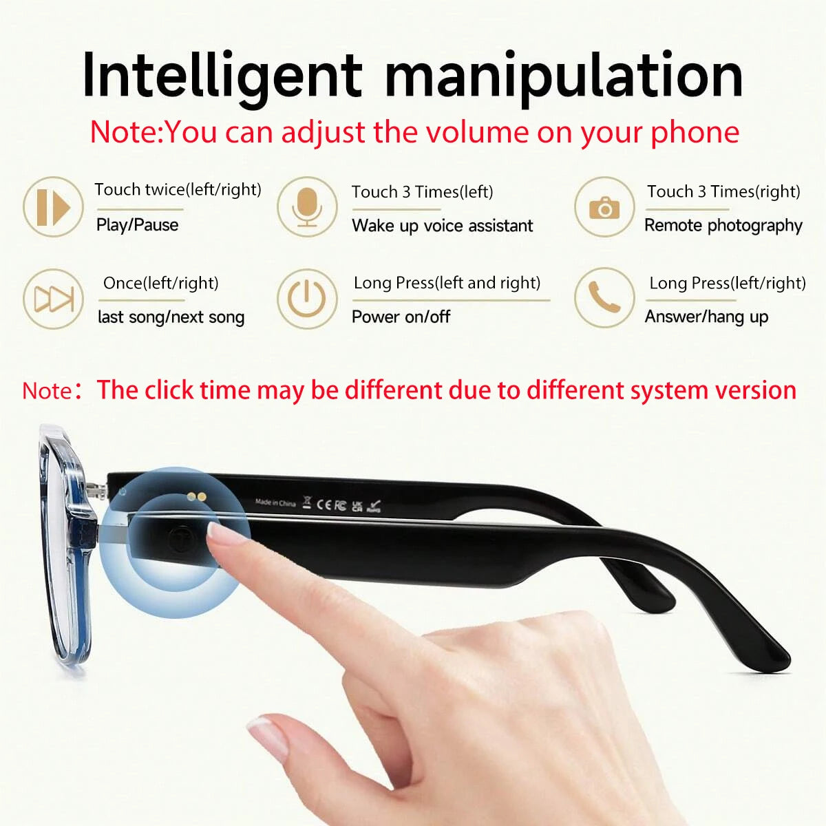 SENBONO  GS10 Smart Glasses Wireless BT 5.0 Sunglasses Outdoor Smart Sport Hands-Free Call Music Headphone Anti-Blue Eyeglasses-2